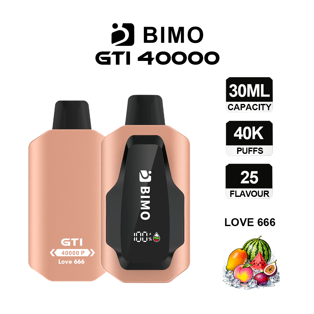 BIMO GTI - Jednorazowe papierosy elektroniczne o bardzo dużej pojemności 40 000 Puffs