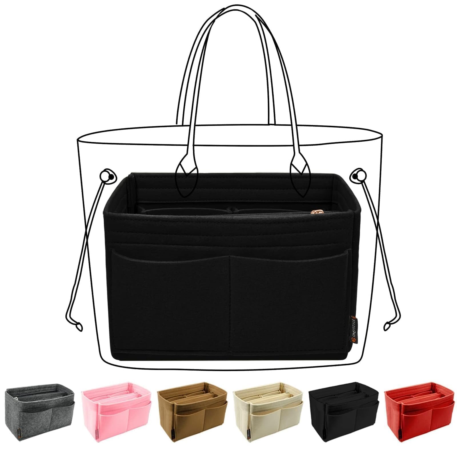 OMYSTYLE Purse Organizer Insert, Felt Tote Bag Organizer Insert with 6 Size