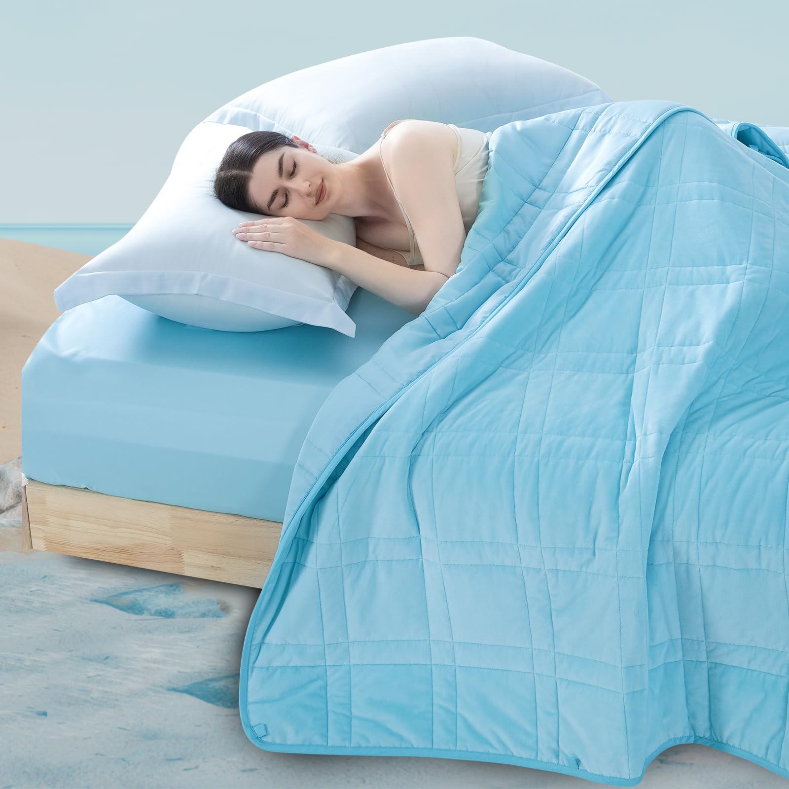 Reversible Weighted Blanket 48''x72'' 15lbs for Adults, Warm Short Plush and Cool Tencel Fabric Double-Sided Weighted Blanket for All Season Use - Carry Bag Included