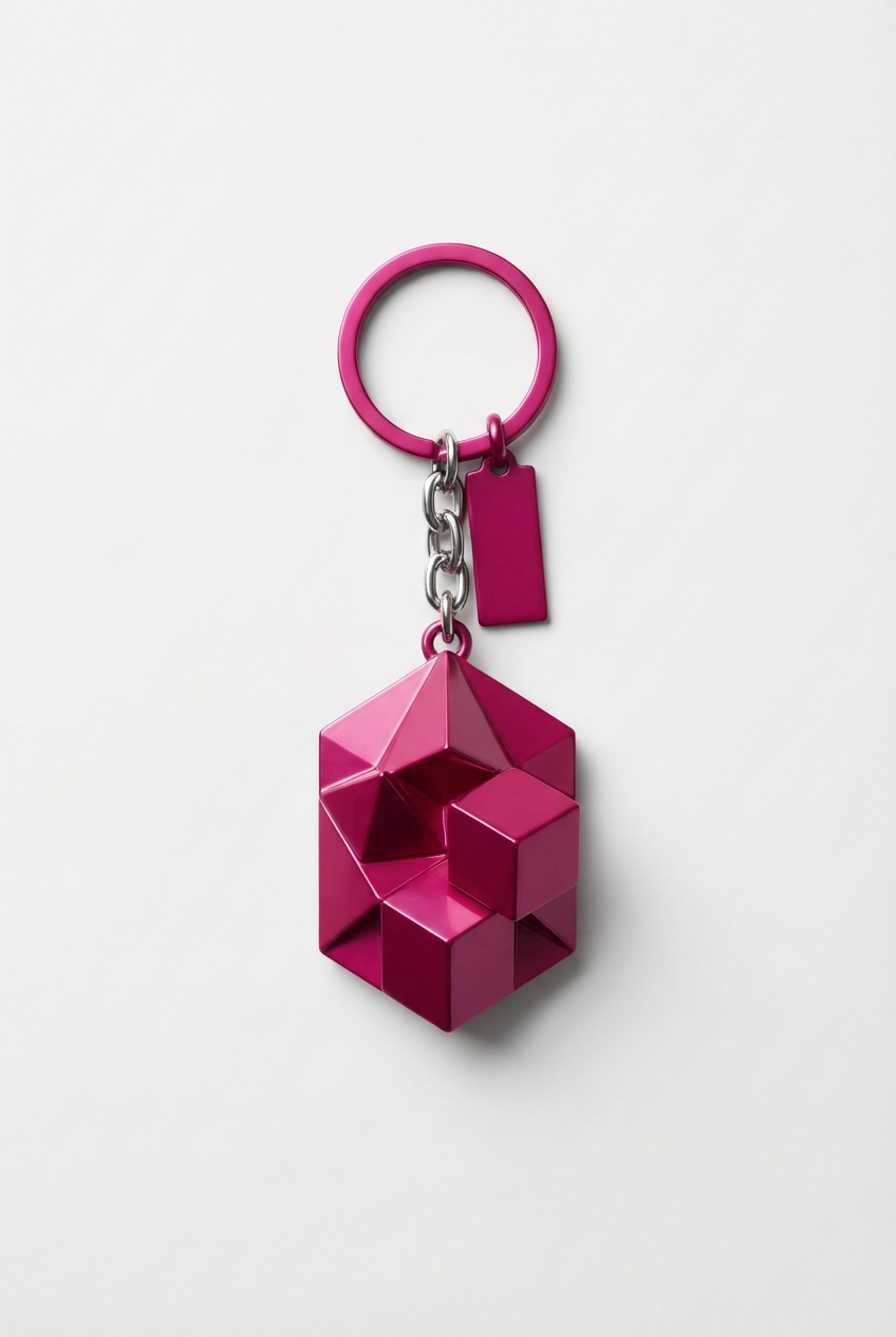 Fuchsia bag charm keychain with tassel detail
