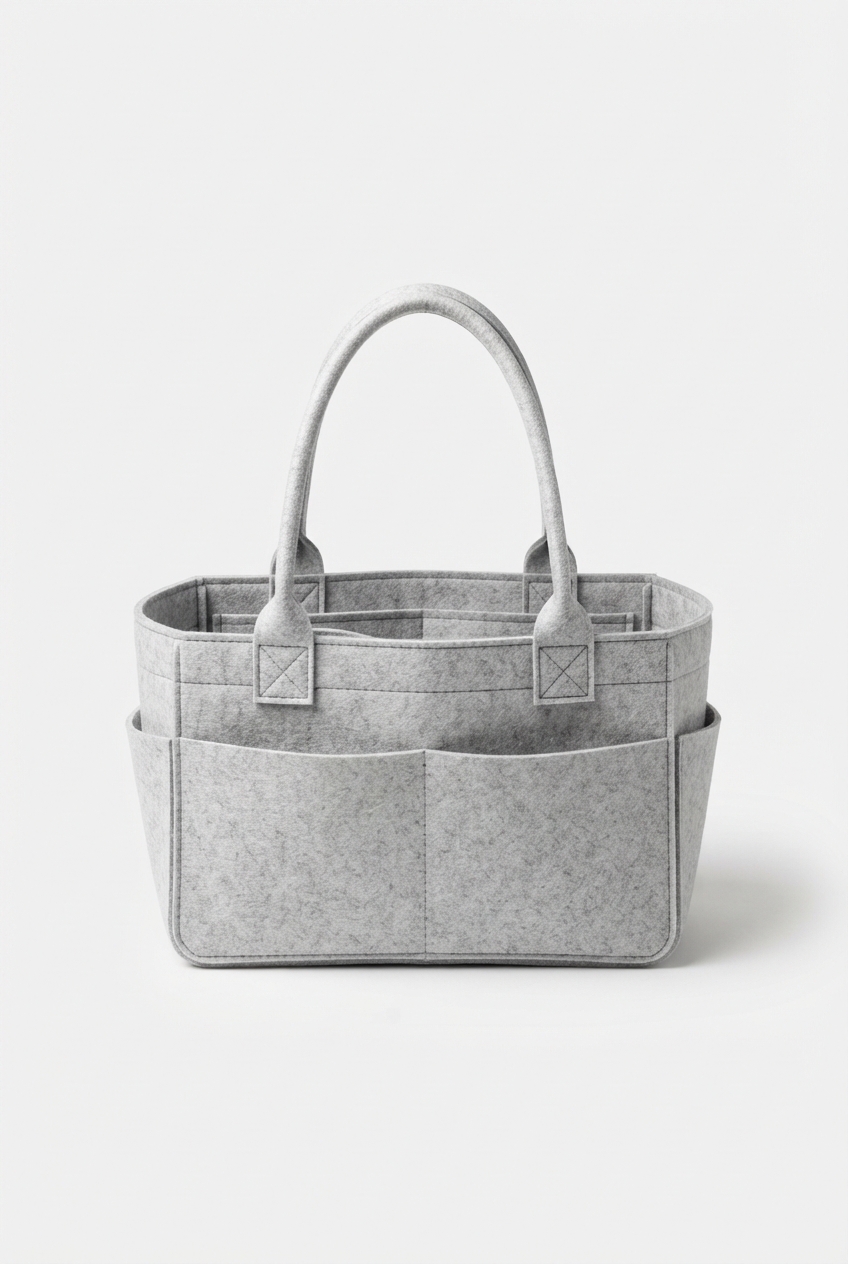 Light gray felt organizer insert for large bags