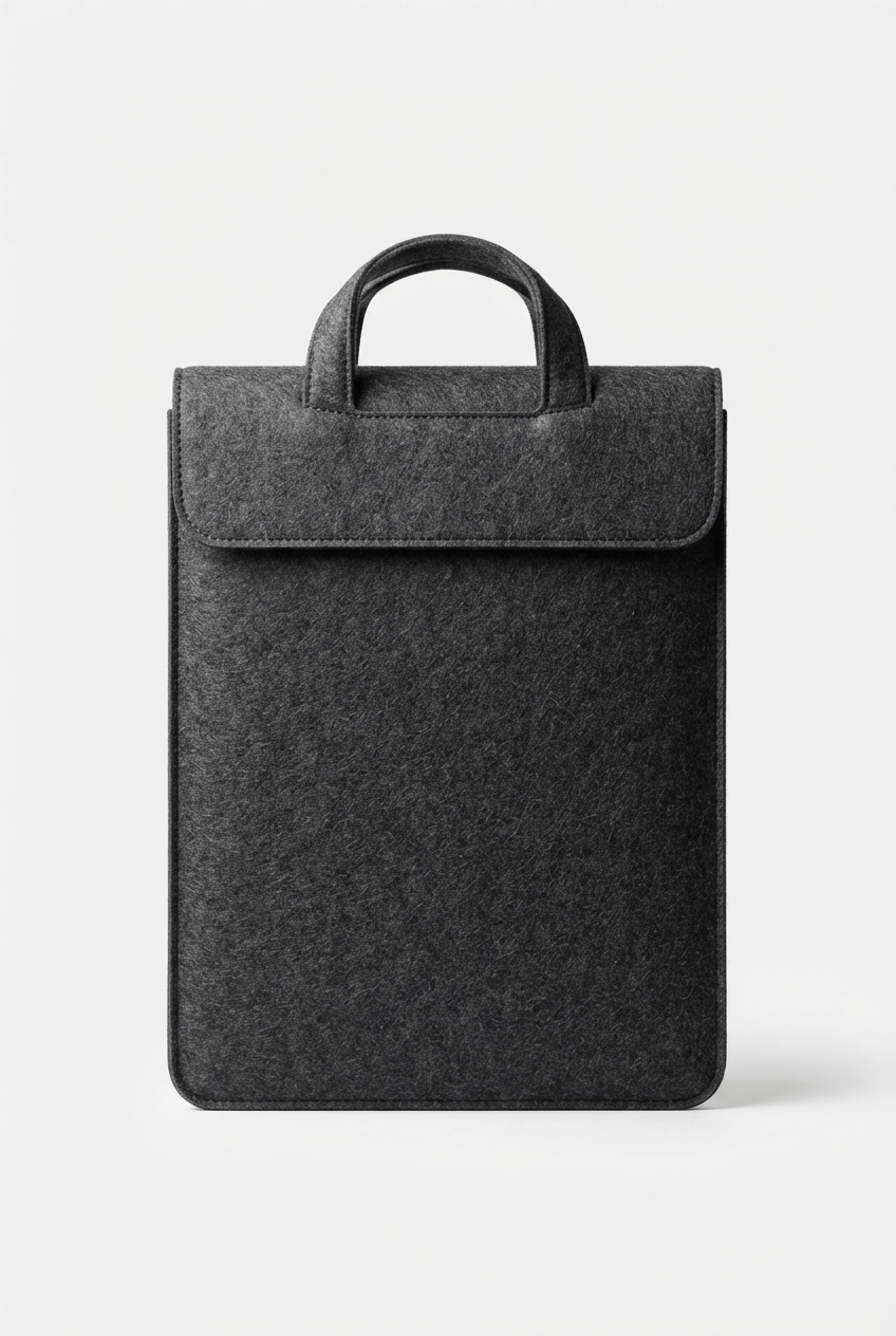 Dark gray felt laptop sleeve for 13 inch devices