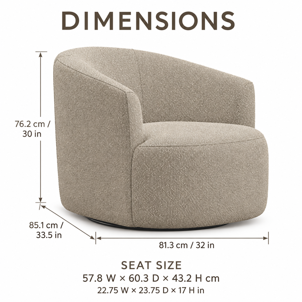 Bouclé 360° Swivel Accent Chair