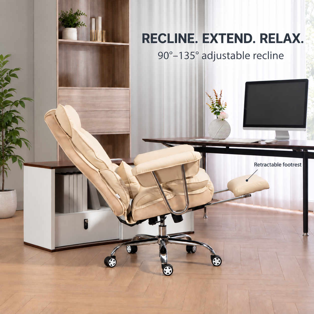 Reclining Office Chair with Footrest