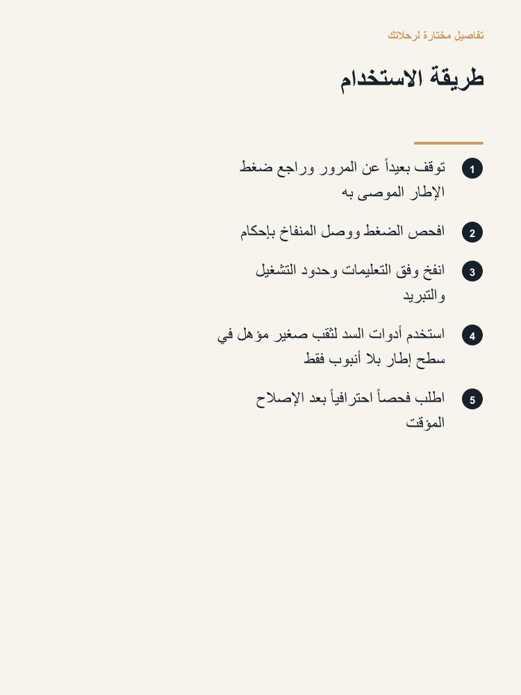 Tire Care and Roadside Tool Kit - Arabic detail 5