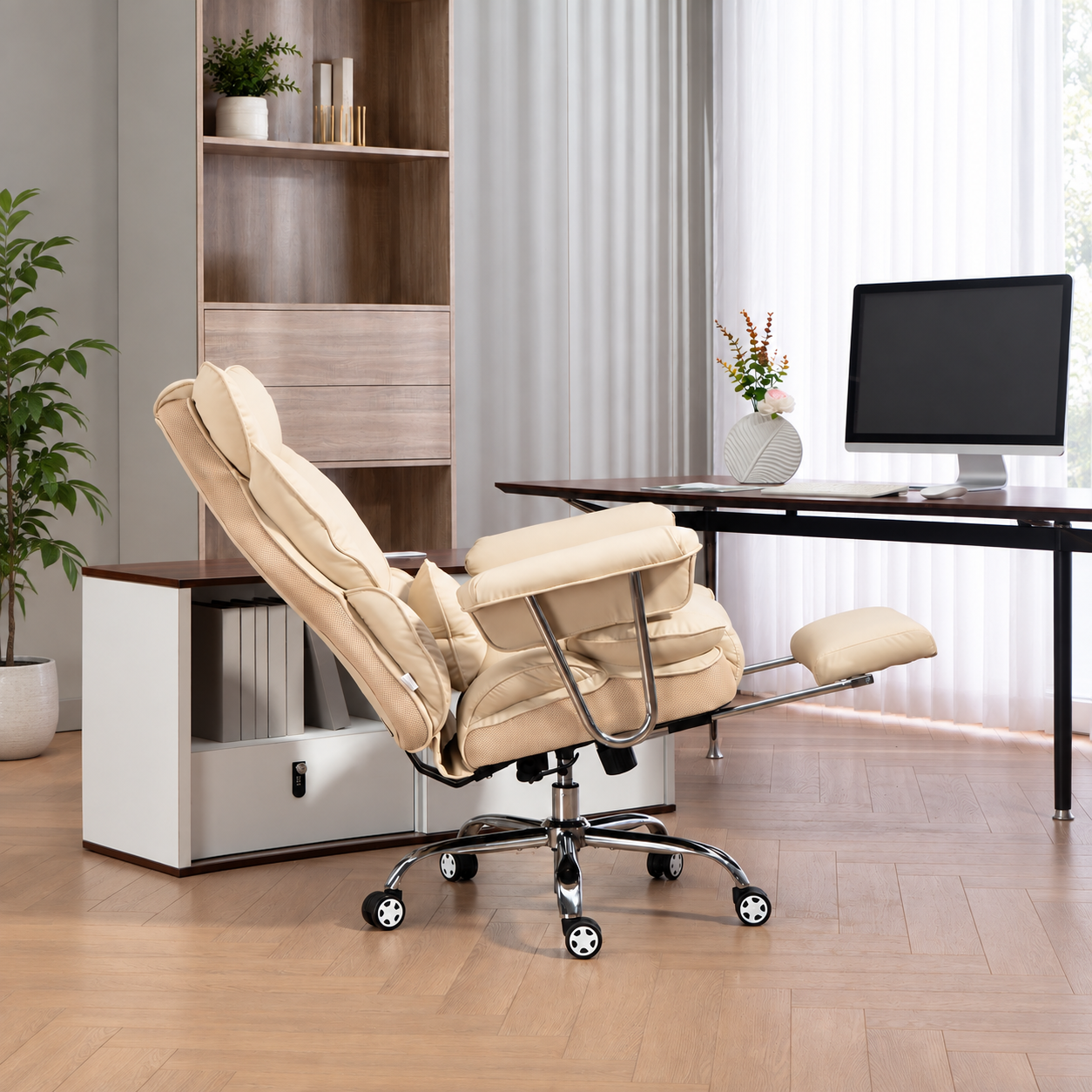 Reclining Office Chair with Footrest