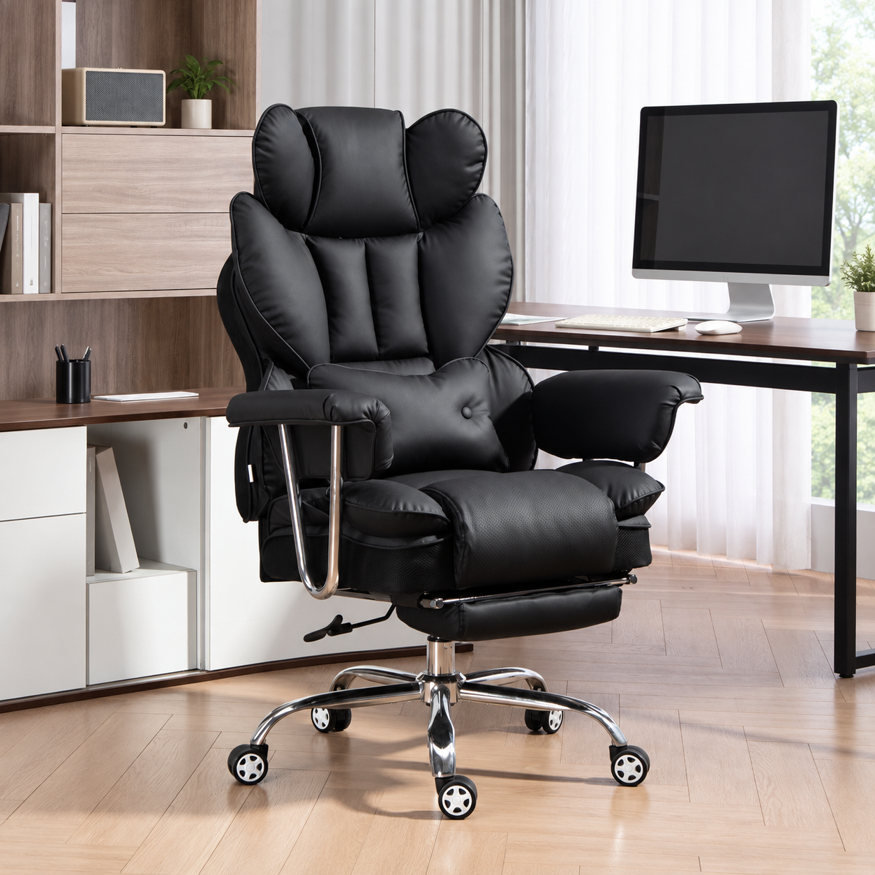 Reclining Office Chair with Footrest