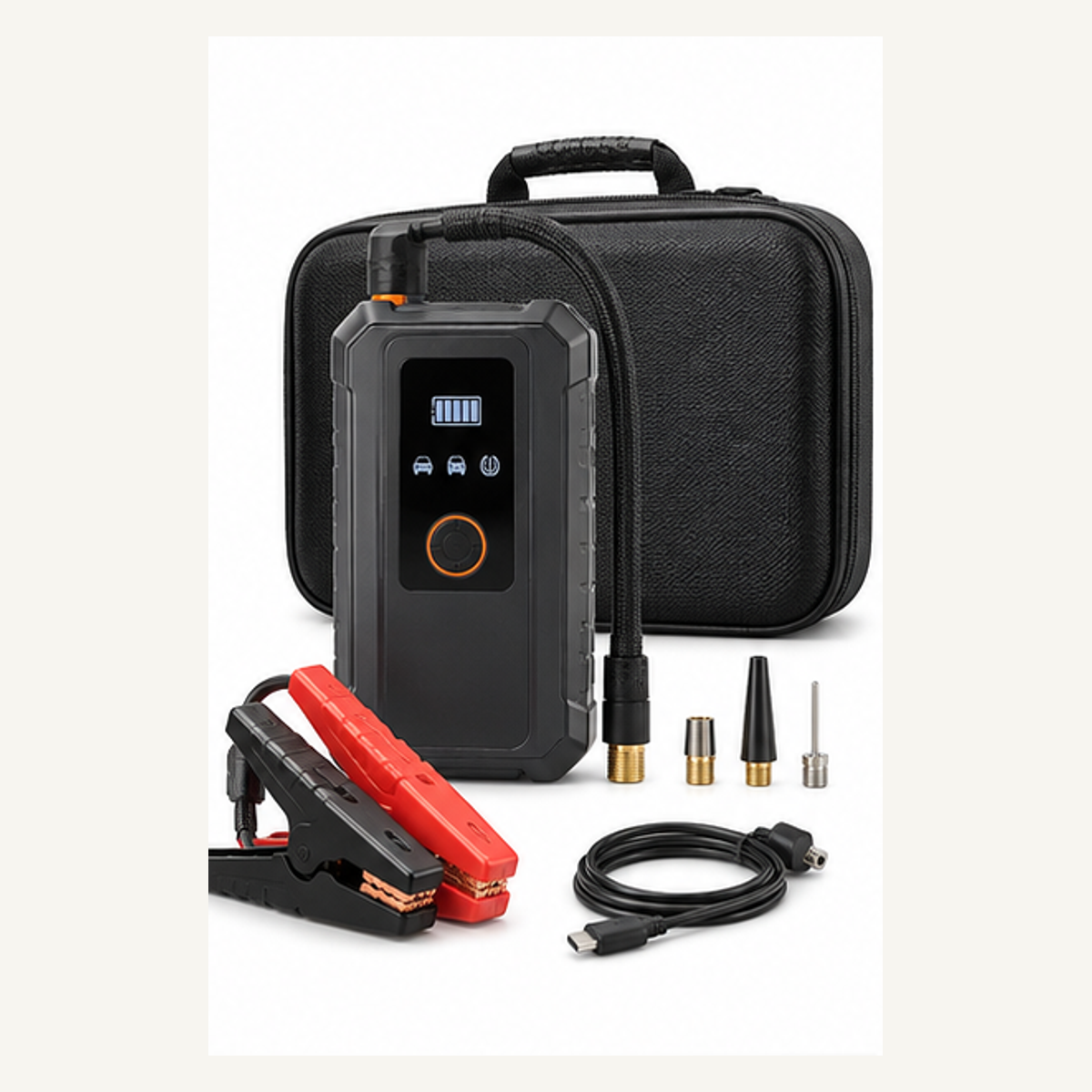 Jump Starter and Tire Inflator Combo Kit - complete kit