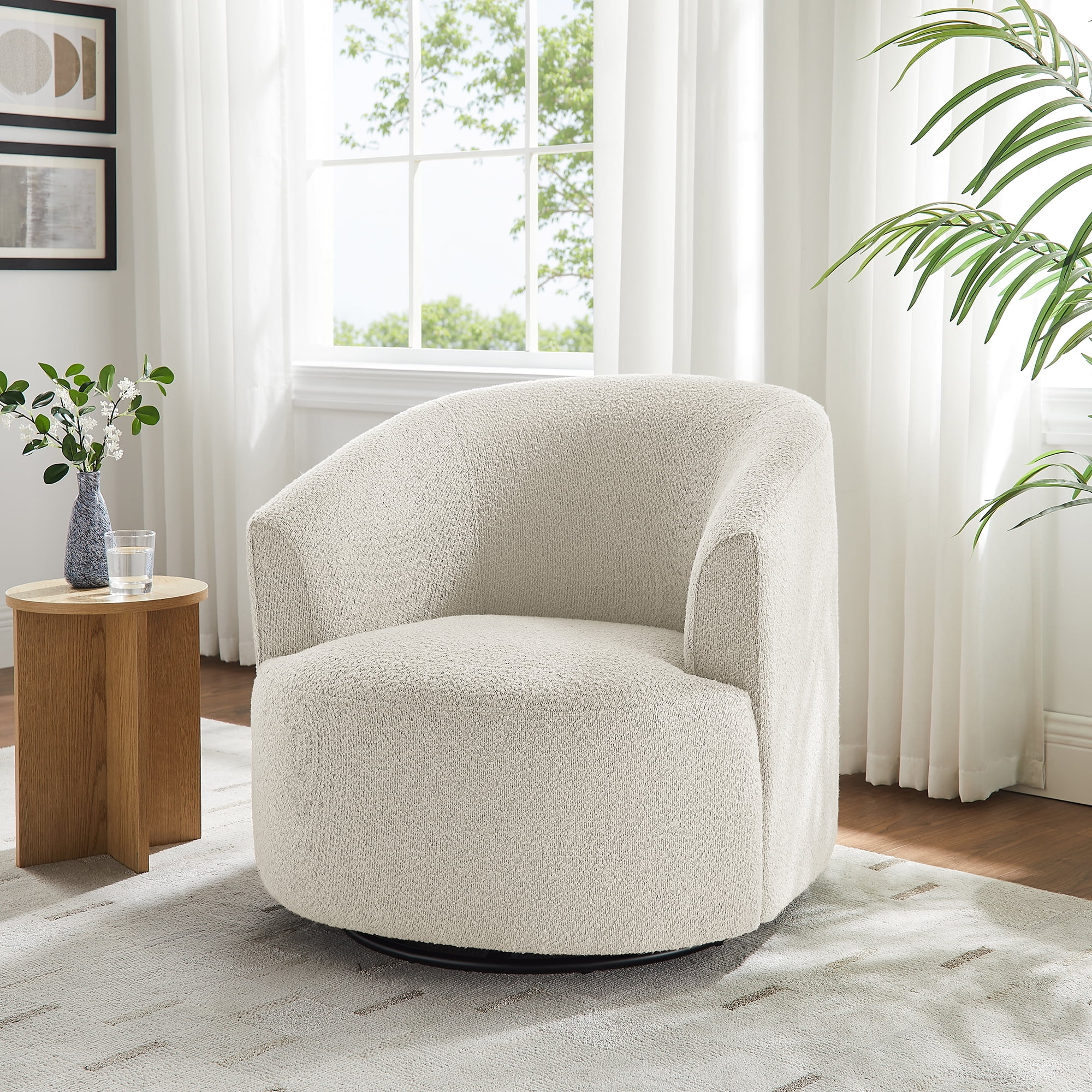 Bouclé 360° Swivel Accent Chair