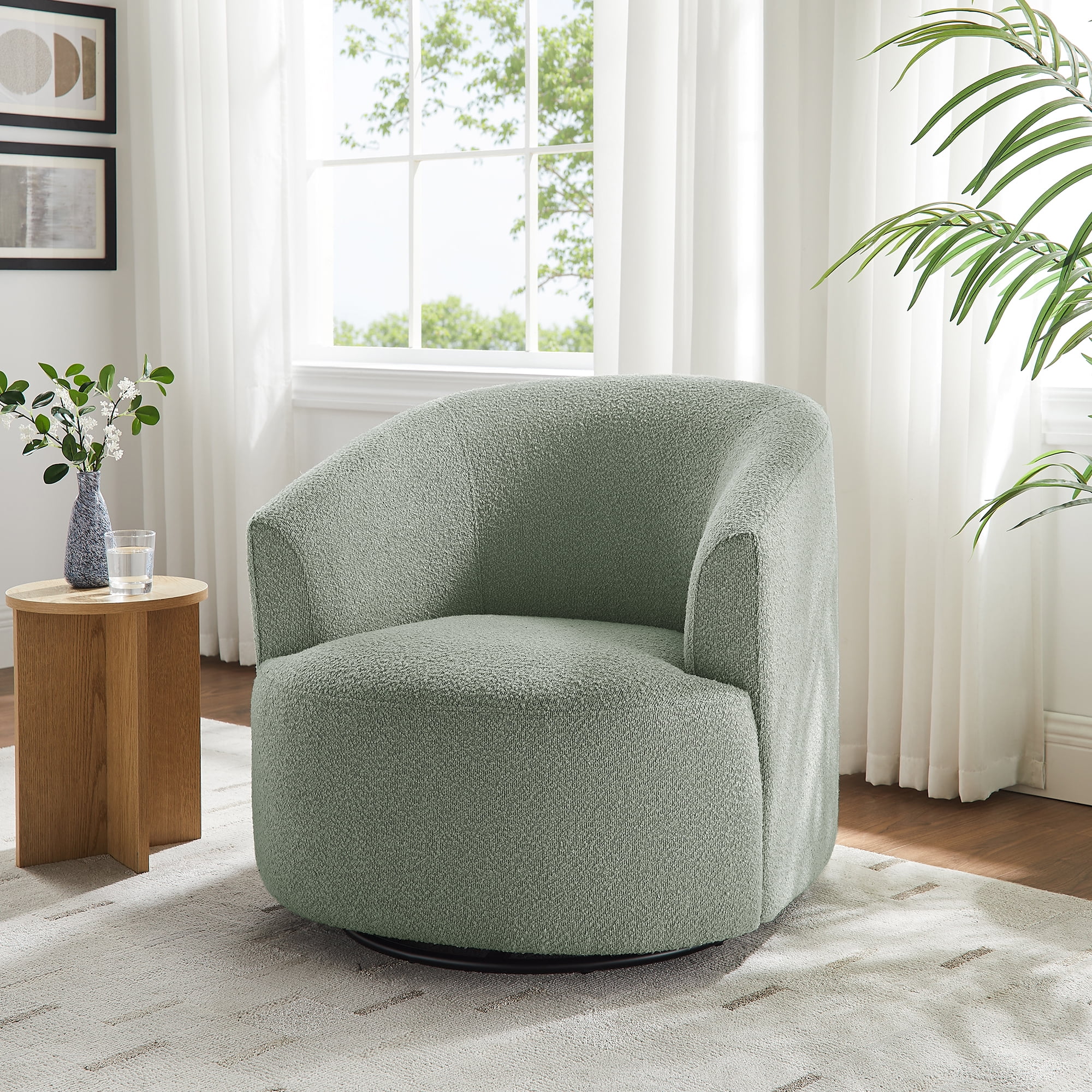 Bouclé 360° Swivel Accent Chair