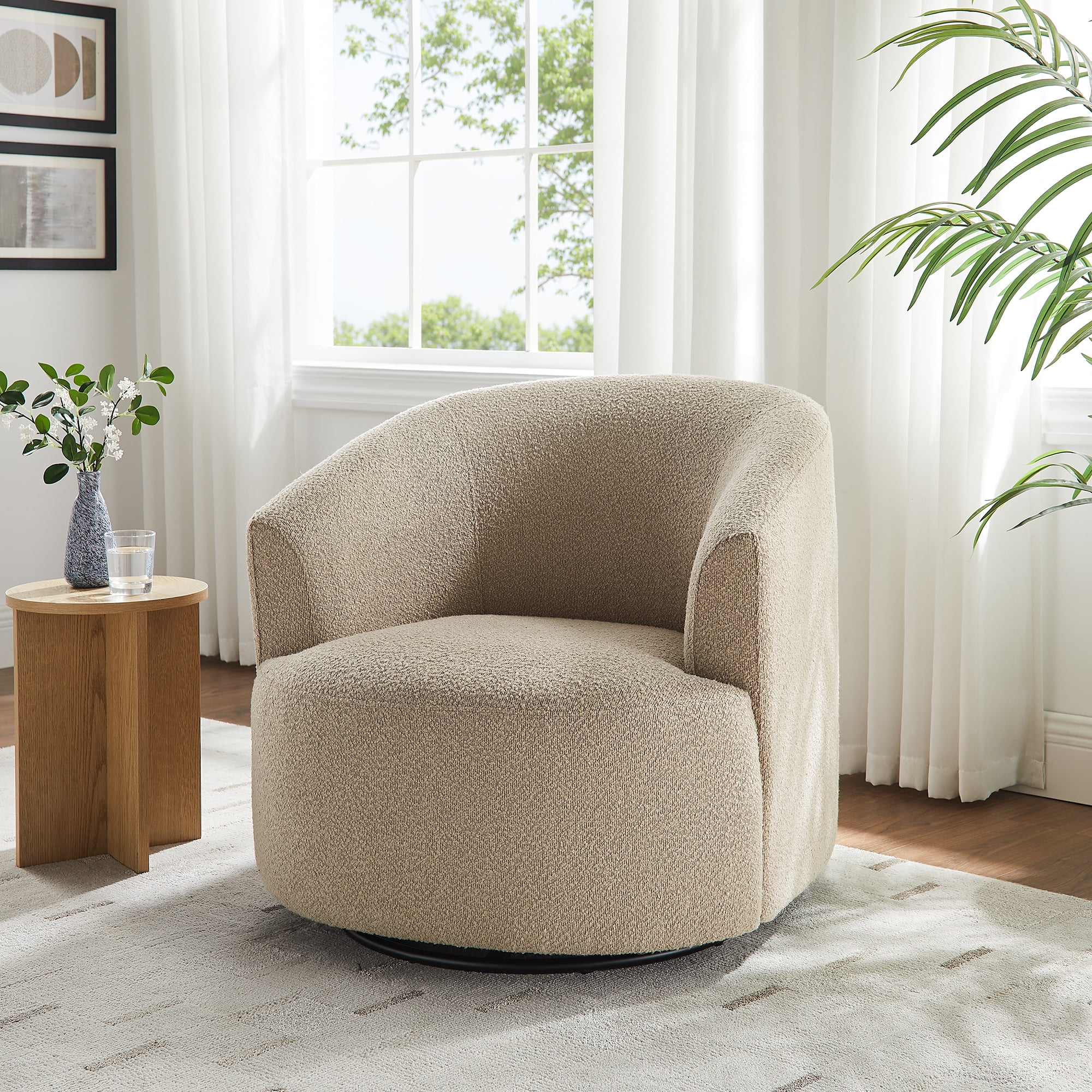 Bouclé 360° Swivel Accent Chair