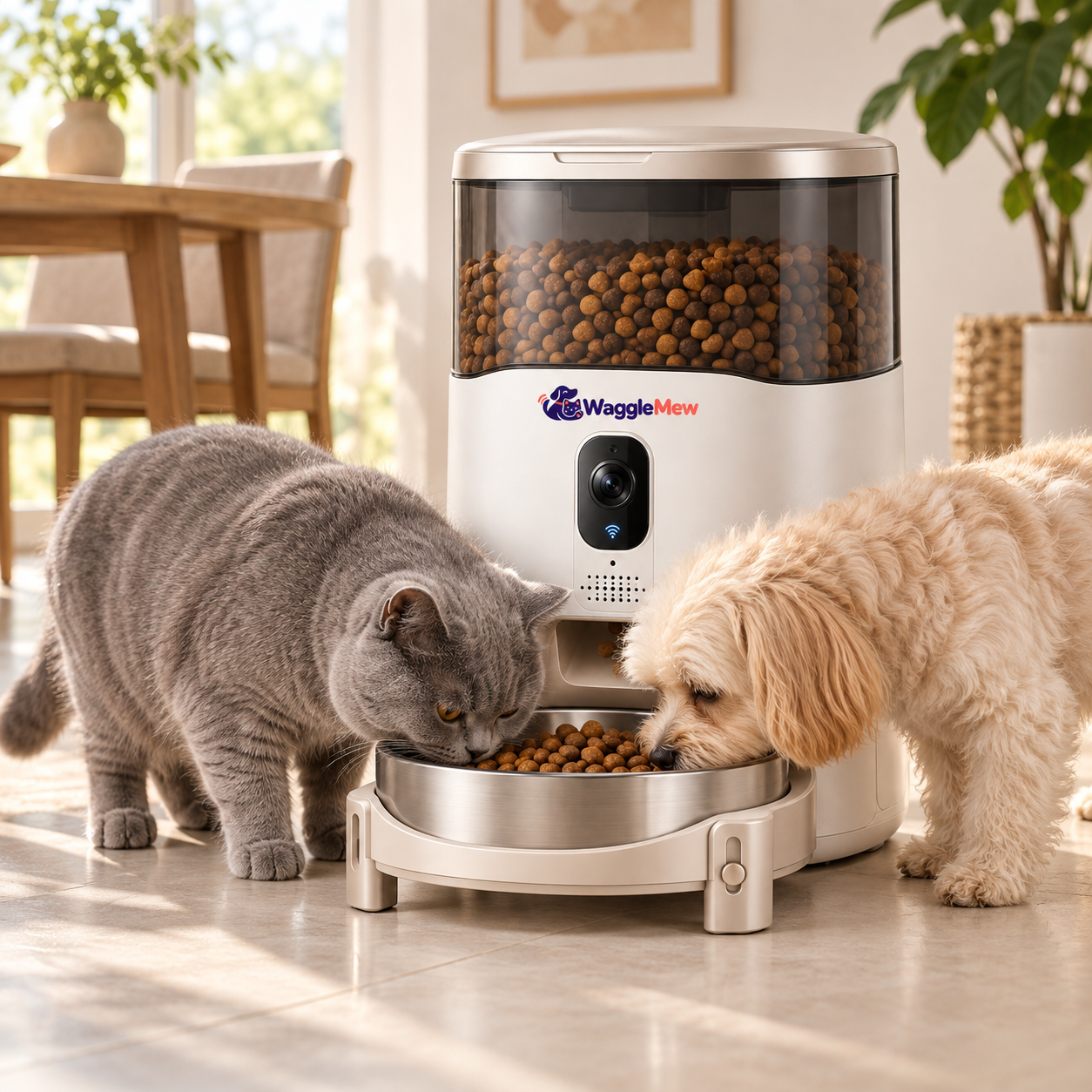 WaggleMew VisionServe Pro 8L Wi-Fi Camera Pet Feeder