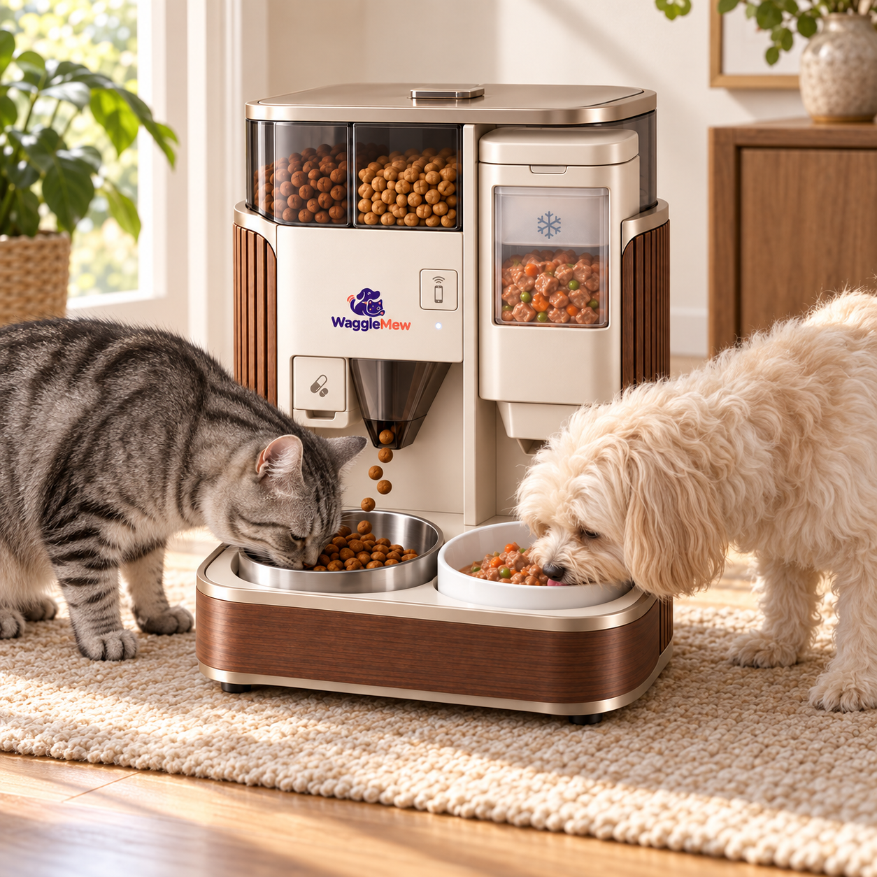 WaggleMew DuoFresh Smart Dual-Temperature Pet Feeder