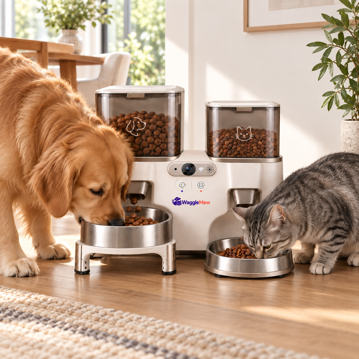 WaggleMew DuoVision Pro Dual-Pet Smart Feeder