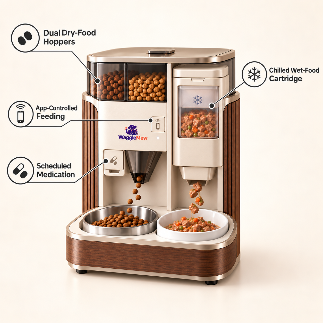 WaggleMew DuoFresh Smart Dual-Temperature Pet Feeder