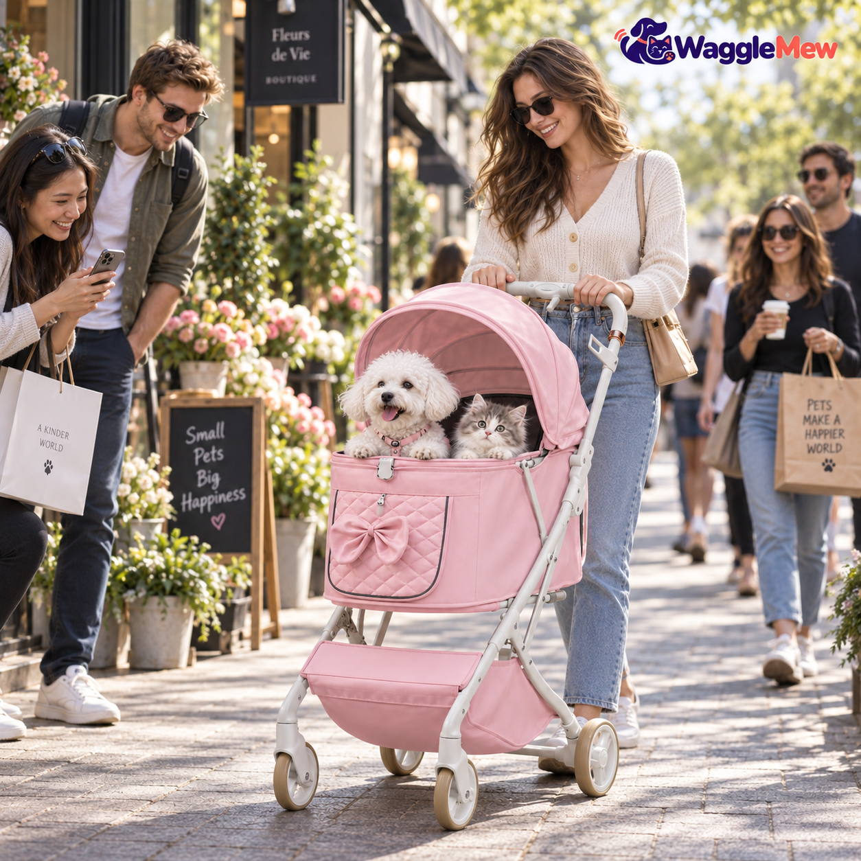 WaggleMew QuickFold Air Pet Stroller