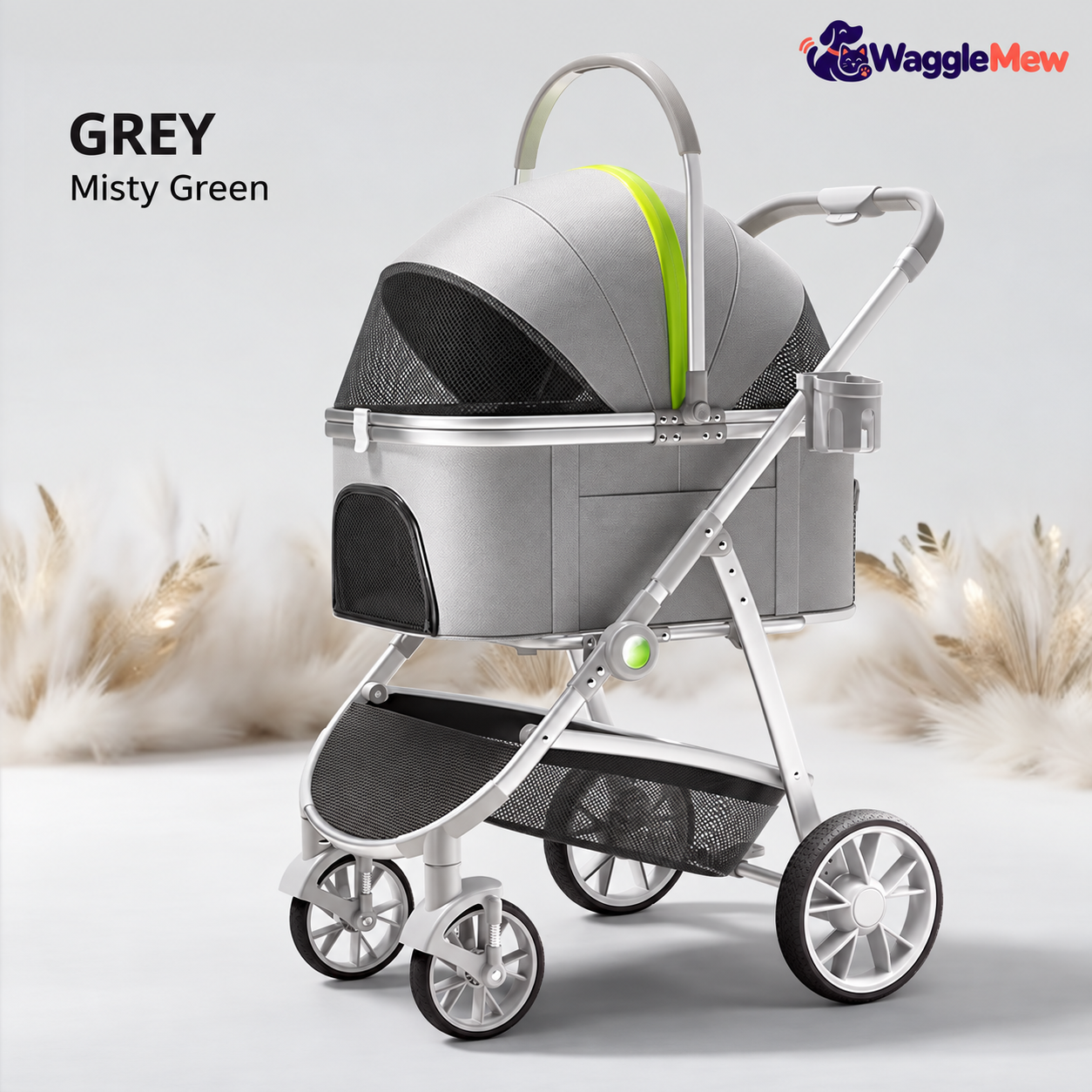 WaggleMew AeroNest Detachable 4-Wheel Pet Stroller