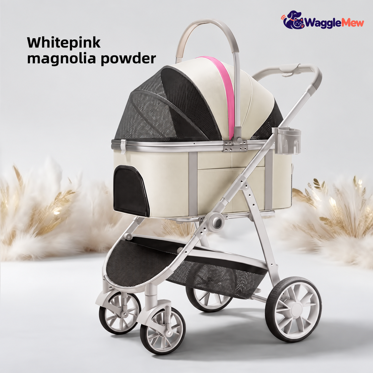 WaggleMew AeroNest Detachable 4-Wheel Pet Stroller