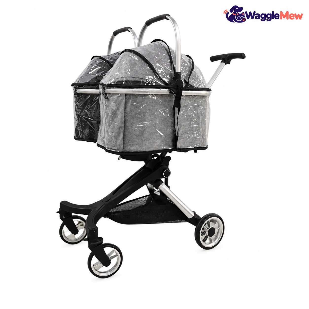 WaggleMew DuoCruise Double Pet Stroller