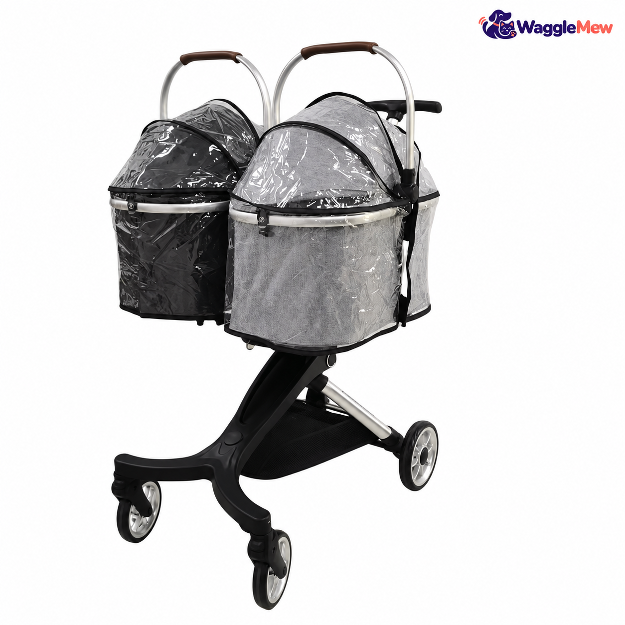 WaggleMew DuoCruise Double Pet Stroller