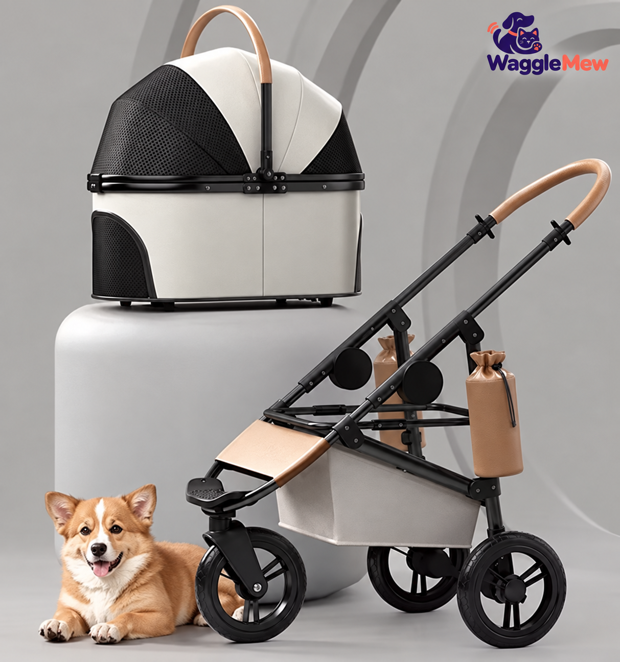 WaggleMew FlexCarry Convertible Travel Pet Stroller