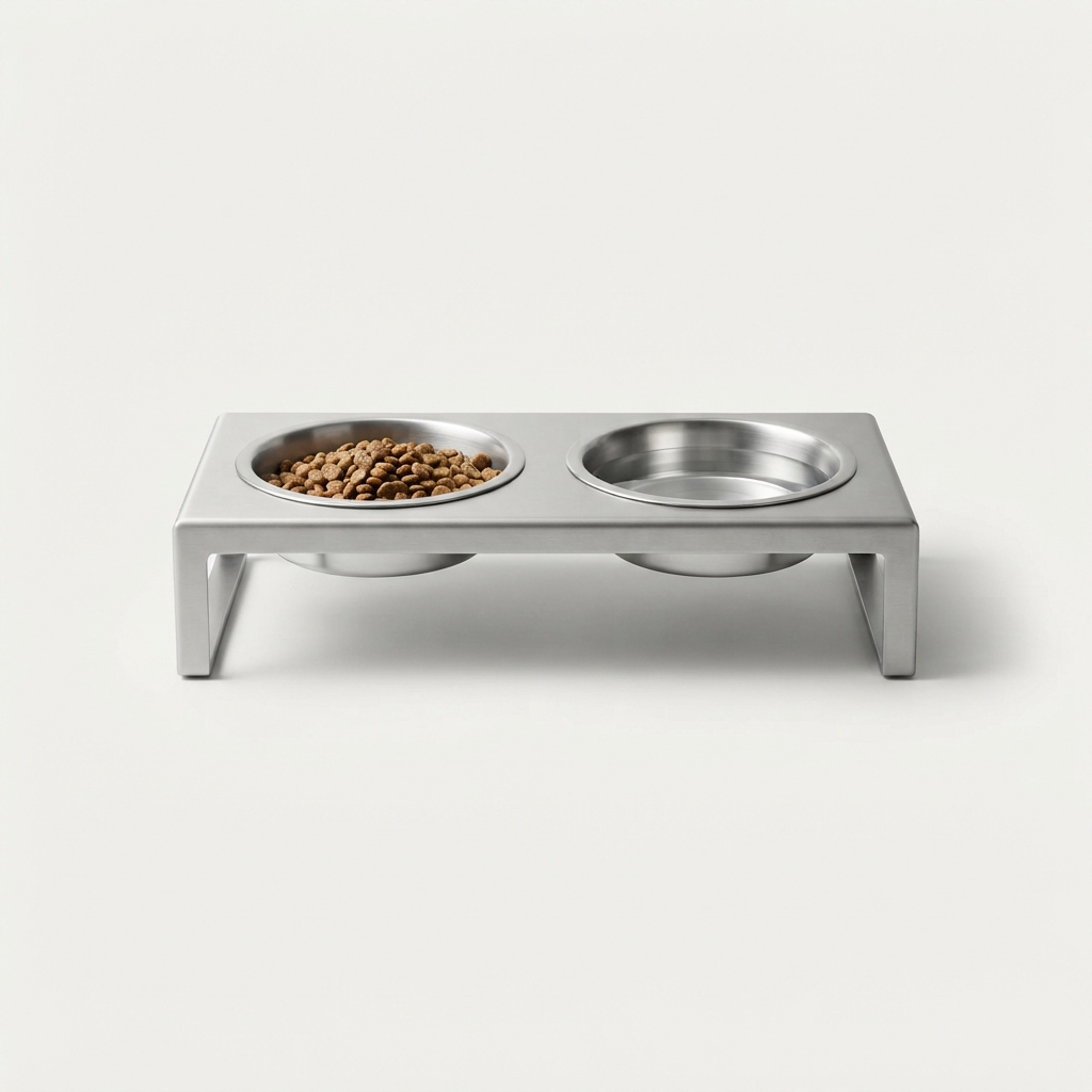 PAWORA elevated stainless steel dog bowl set with stand