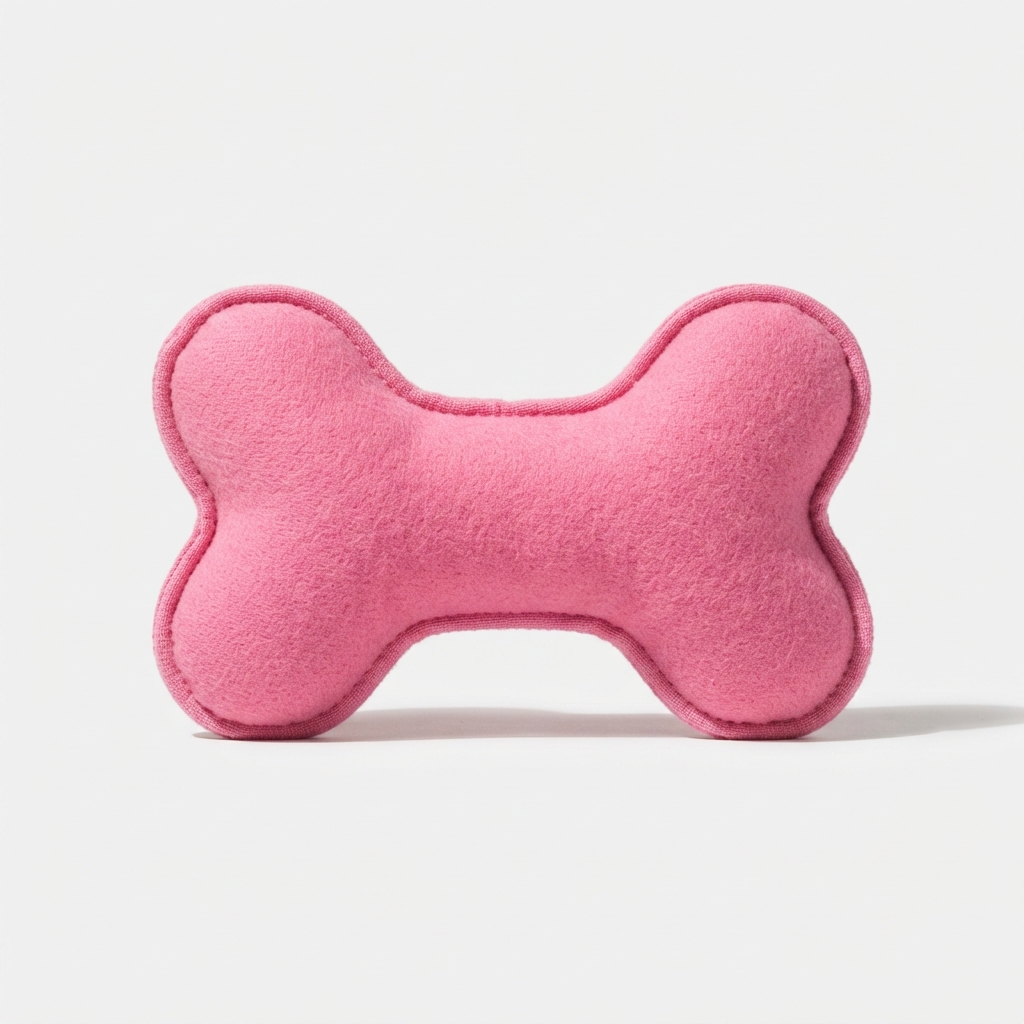 PAWORA pink plush squeaky dog toy bone