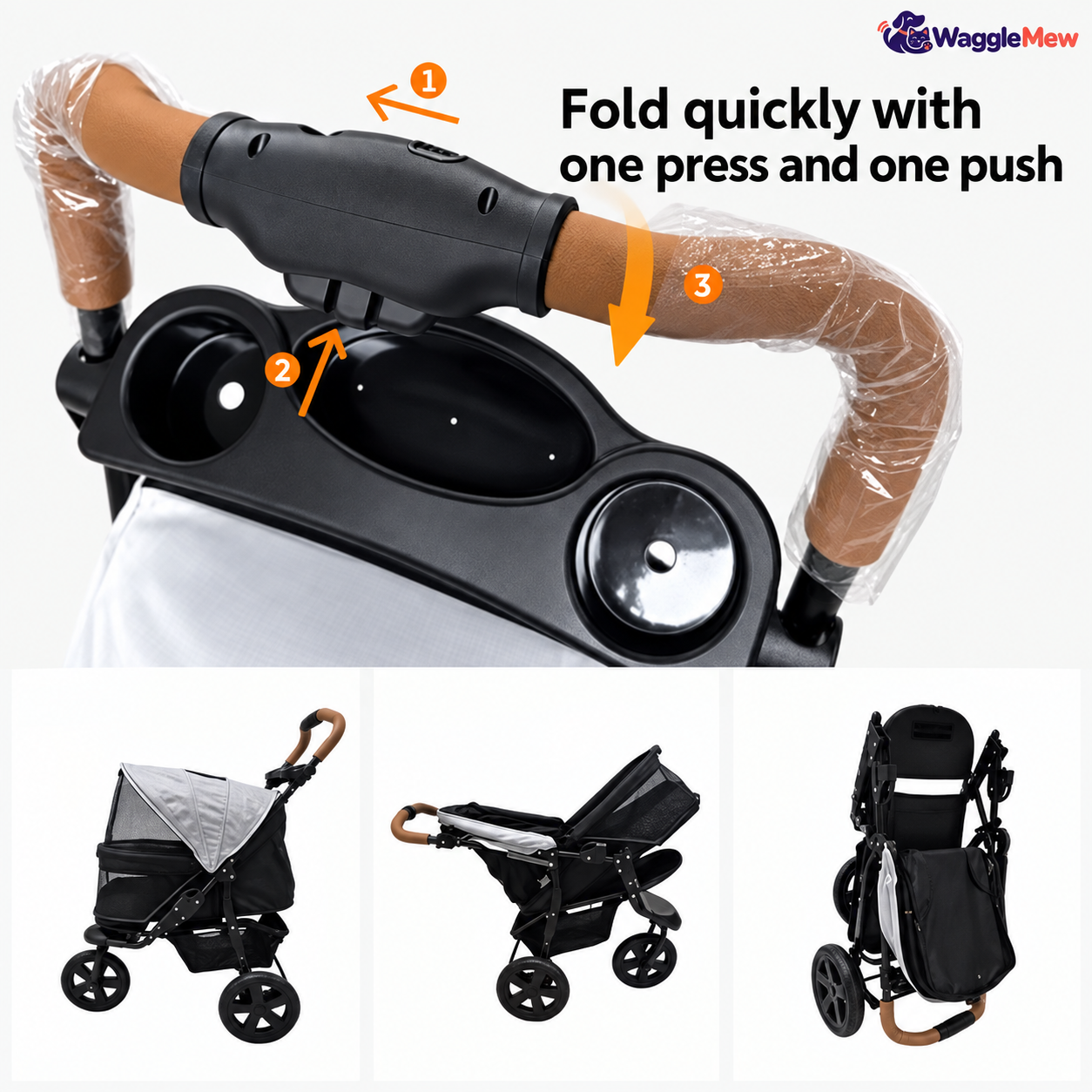 WaggleMew TrailRunner 3-Wheel Jogging Pet Stroller