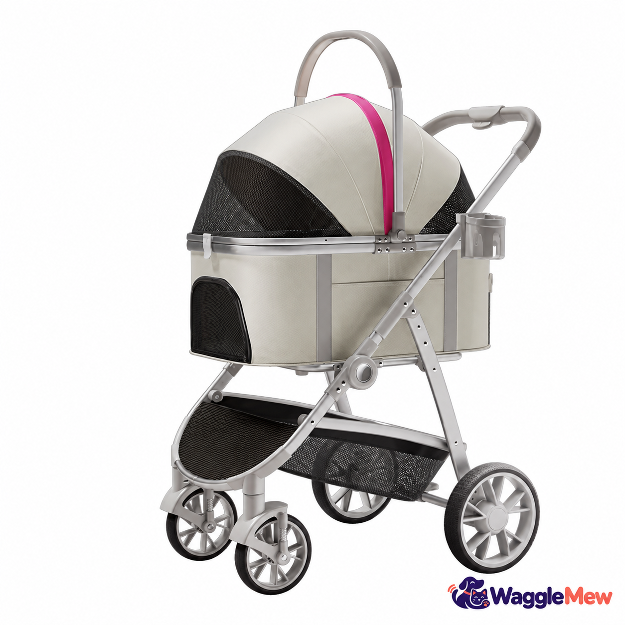 WaggleMew AeroNest Detachable 4-Wheel Pet Stroller