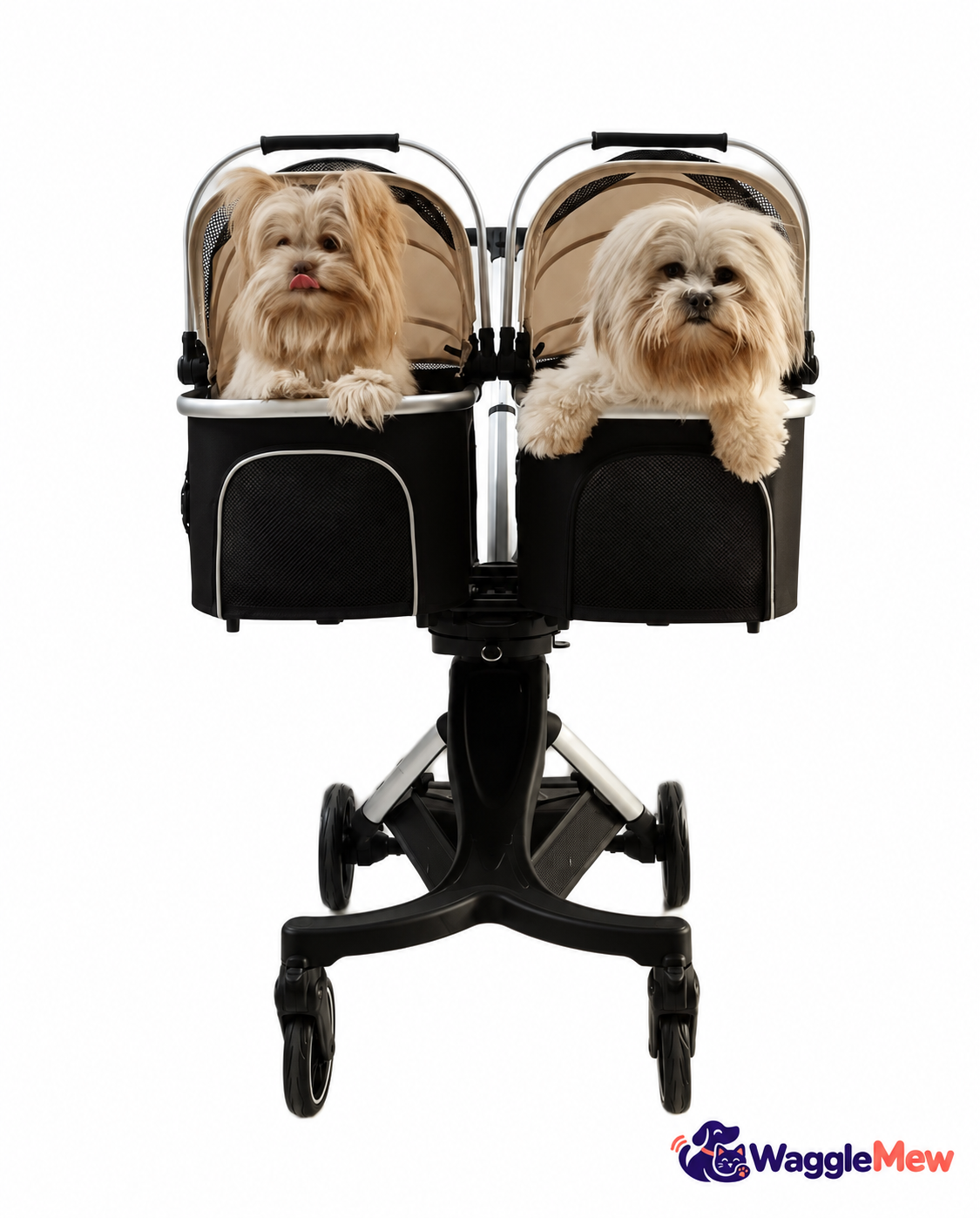 WaggleMew DuoCruise Double Pet Stroller
