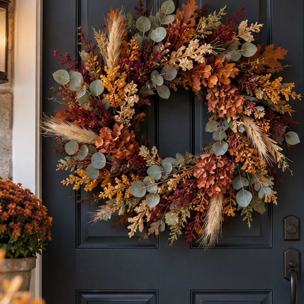 Amber Harvest Wreath botanical close-up