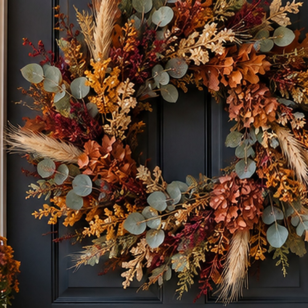Amber Harvest Wreath dried flower texture detail