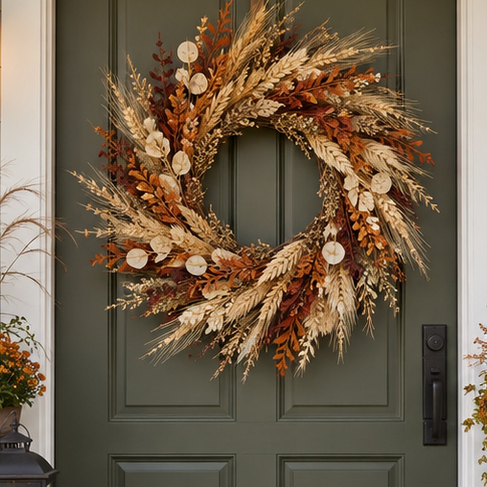 Autumn Berry Farmhouse Wreath botanical close-up