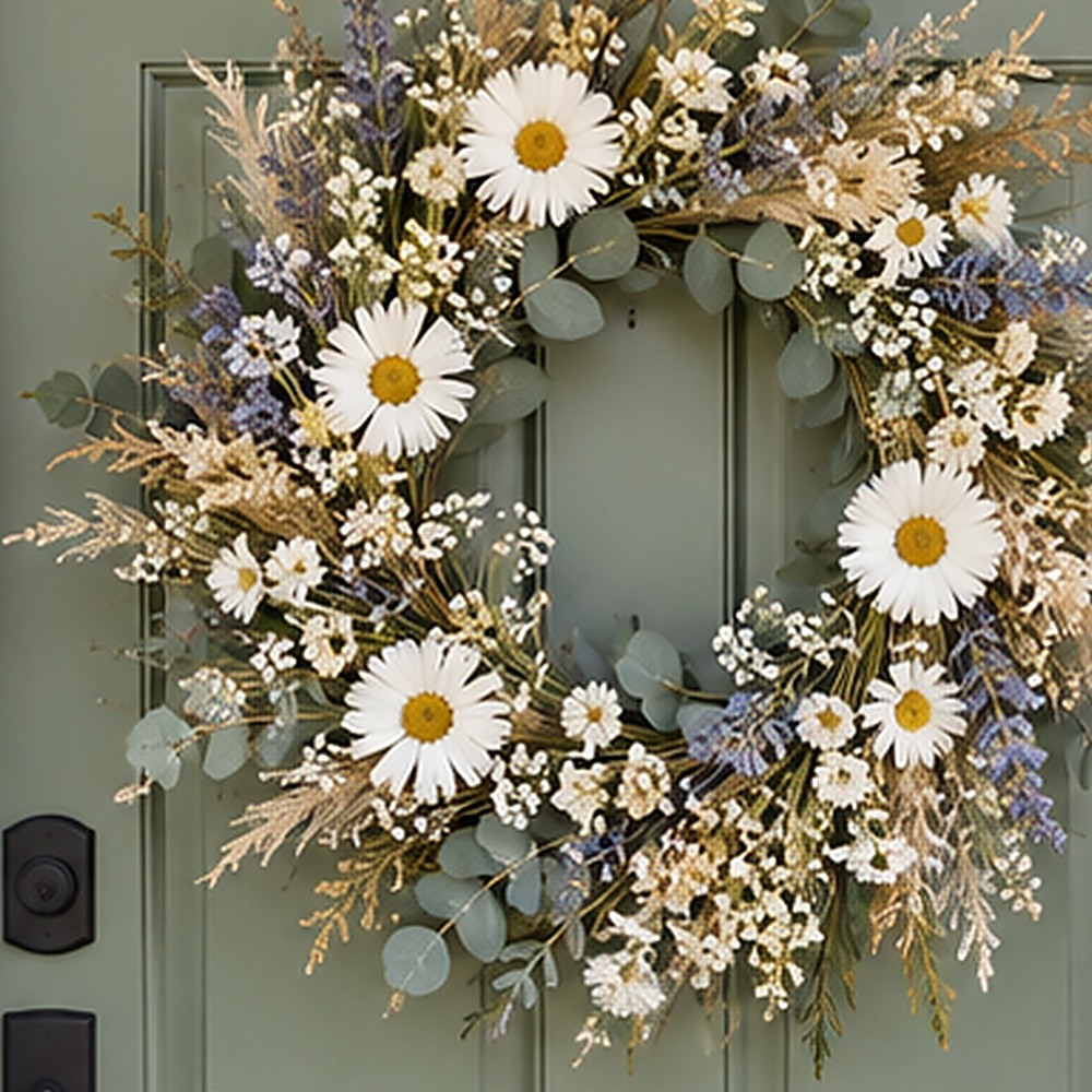 Bluebell Eucalyptus Wreath dried flower texture detail