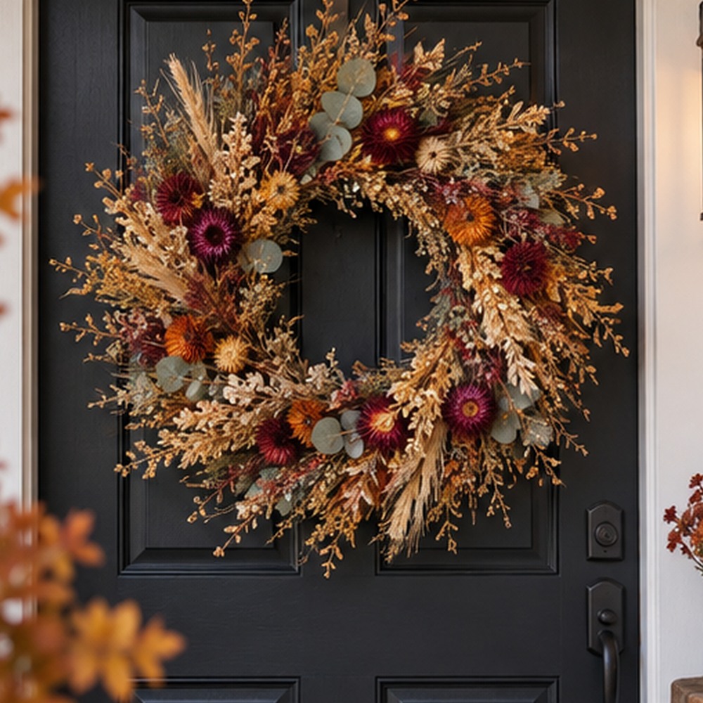 Burgundy Meadow Wreath botanical close-up