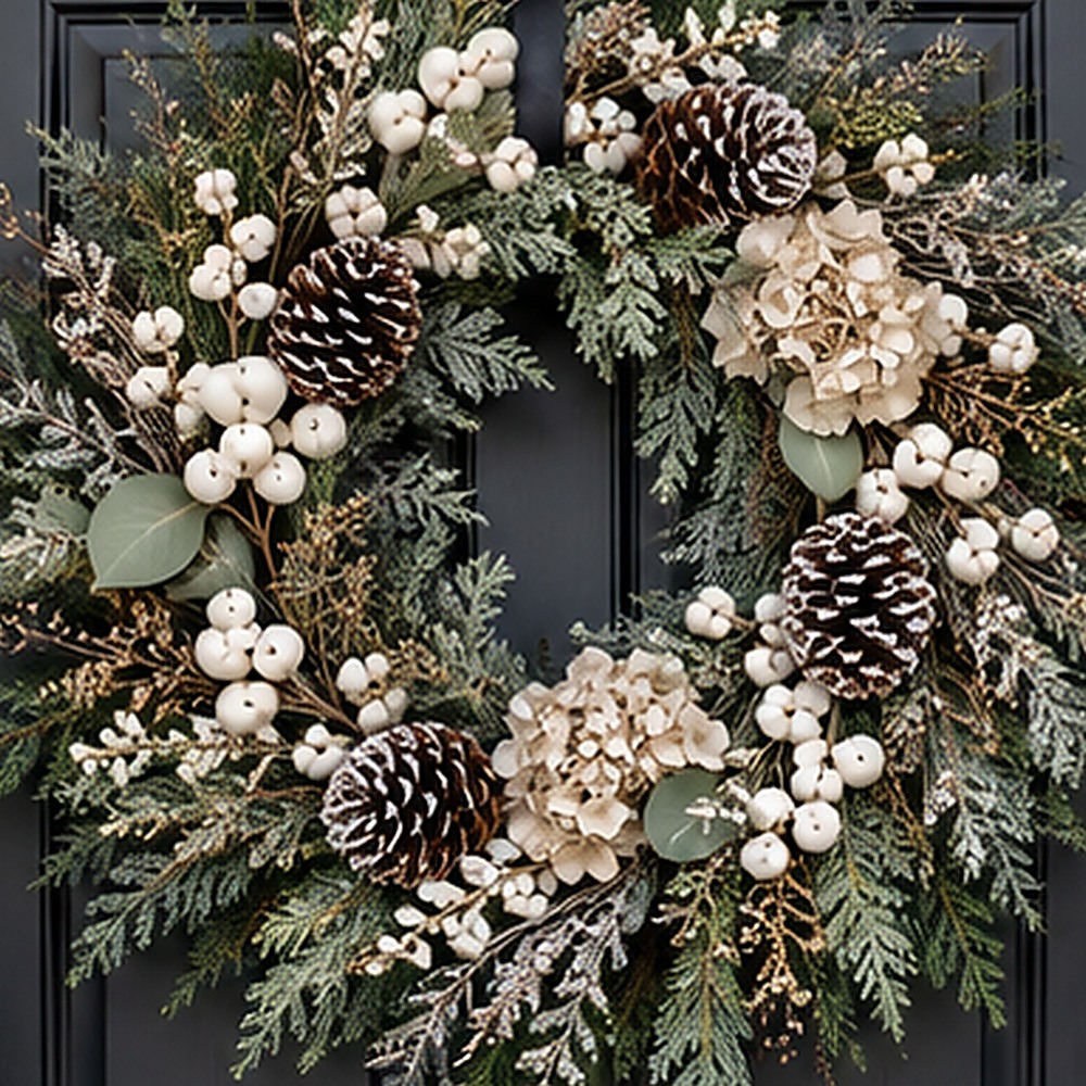 Champagne Winter Meadow Wreath dried flower texture detail