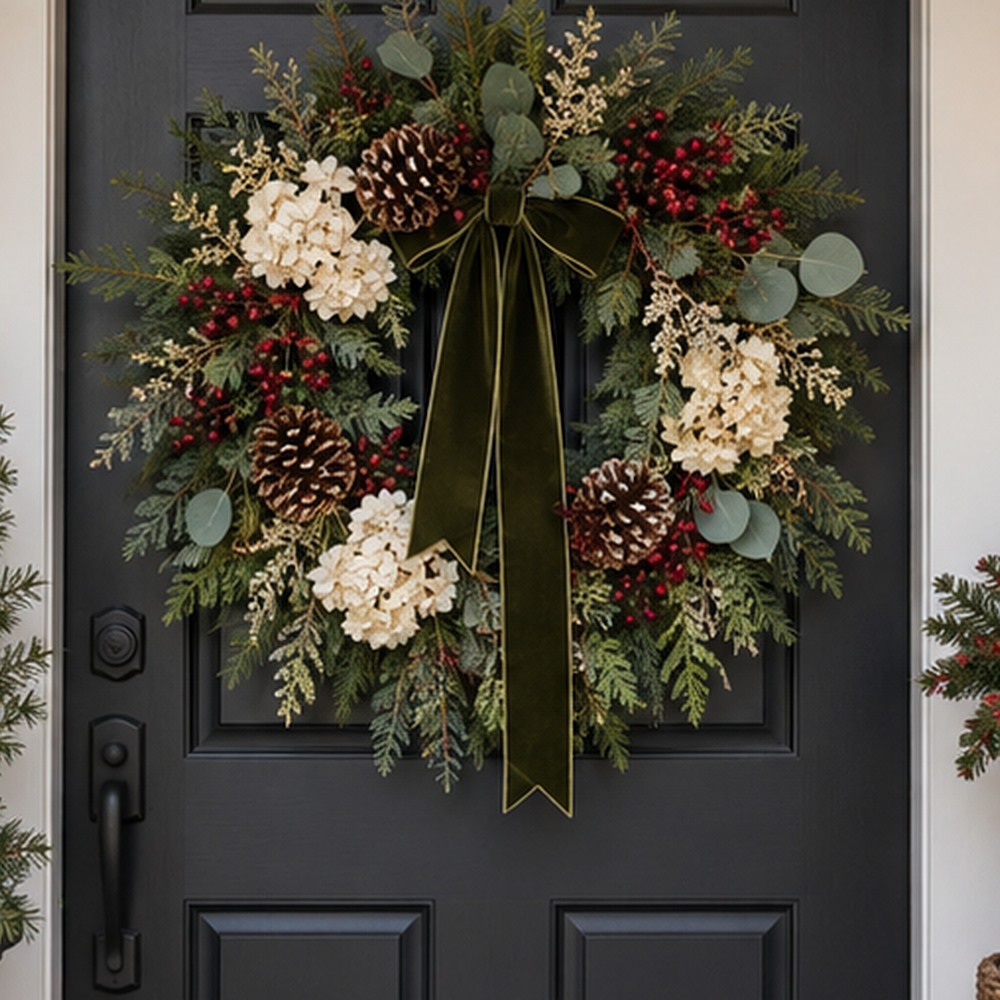 Frosted Eucalyptus Door Wreath botanical close-up