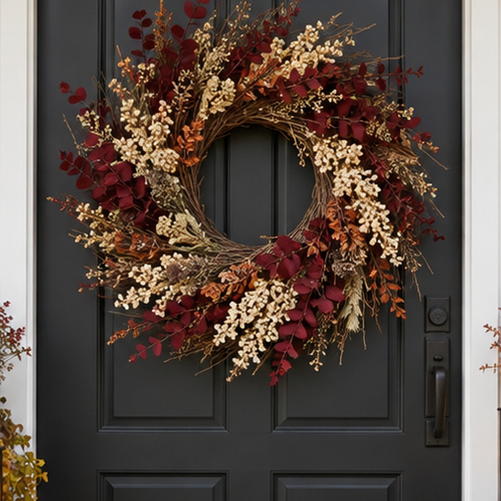 Golden Prairie Fall Wreath botanical close-up