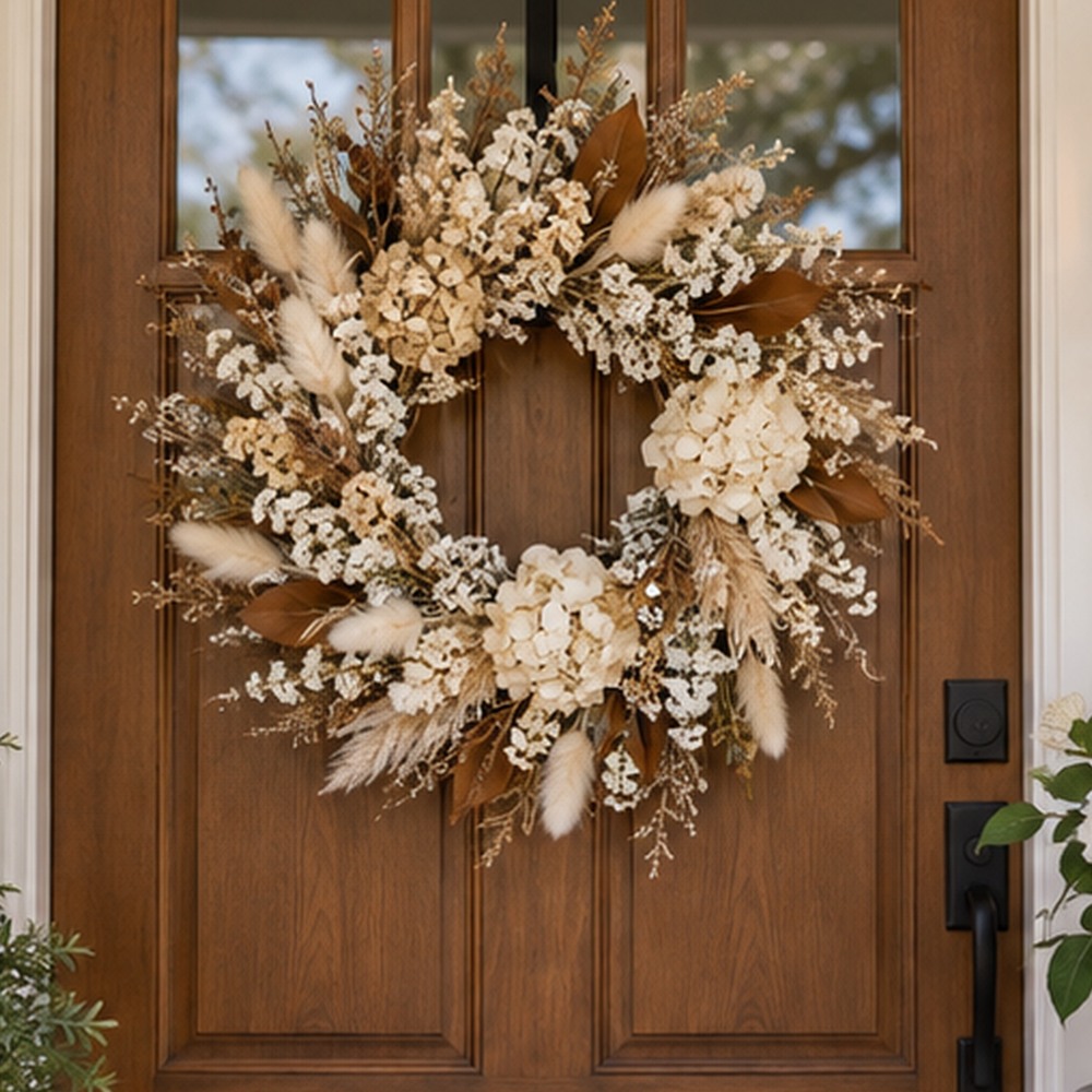 Linen Eucalyptus Wreath botanical close-up