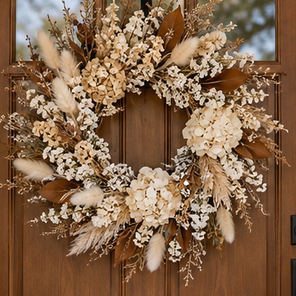 Linen Eucalyptus Wreath dried flower texture detail