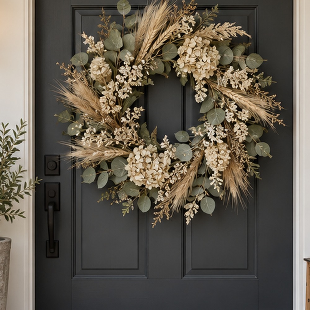 Natural Oat Cottage Wreath botanical close-up