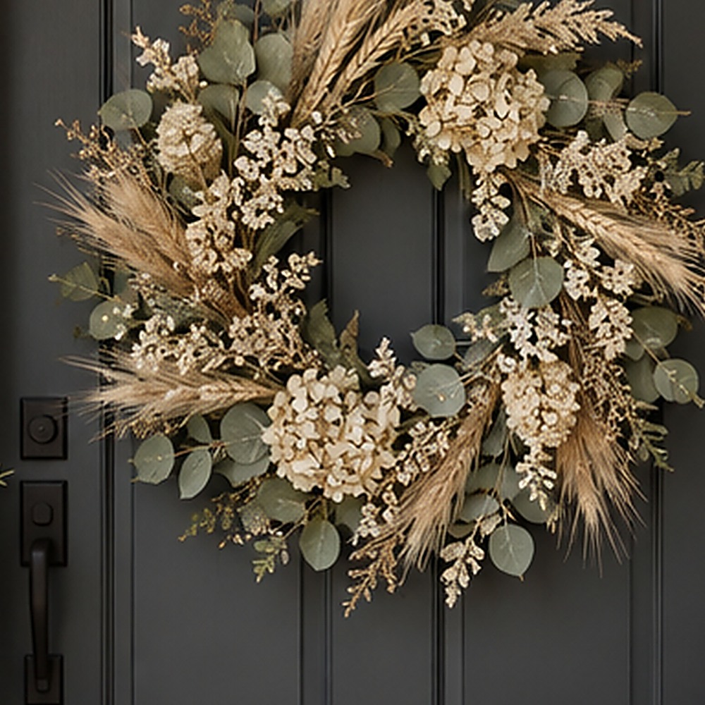 Natural Oat Cottage Wreath dried flower texture detail