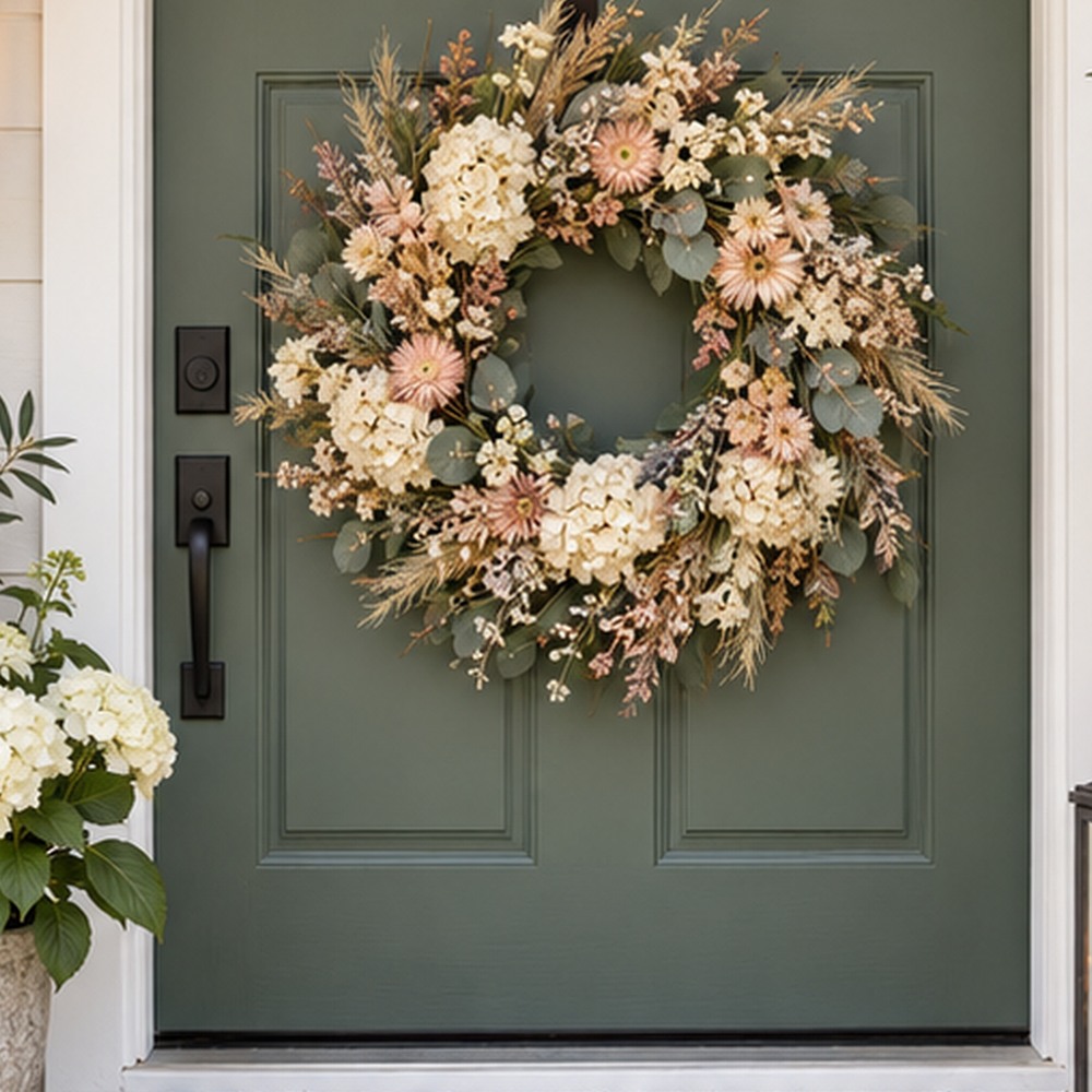 New Home Meadow Wreath botanical close-up