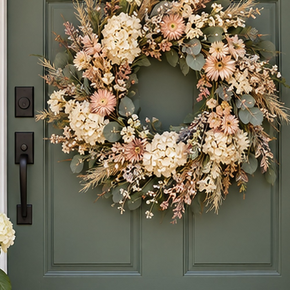 New Home Meadow Wreath dried flower texture detail