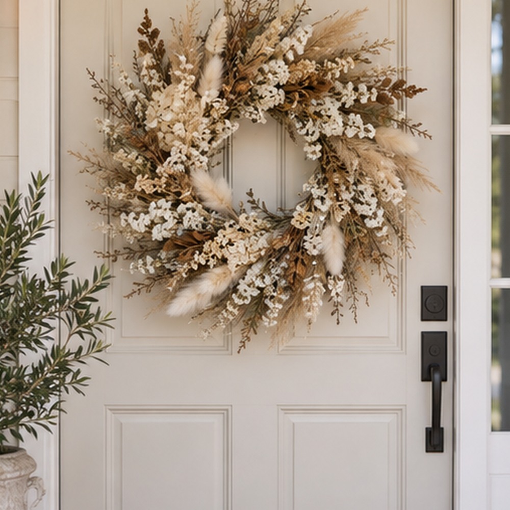 Quiet Meadow Neutral Wreath botanical close-up