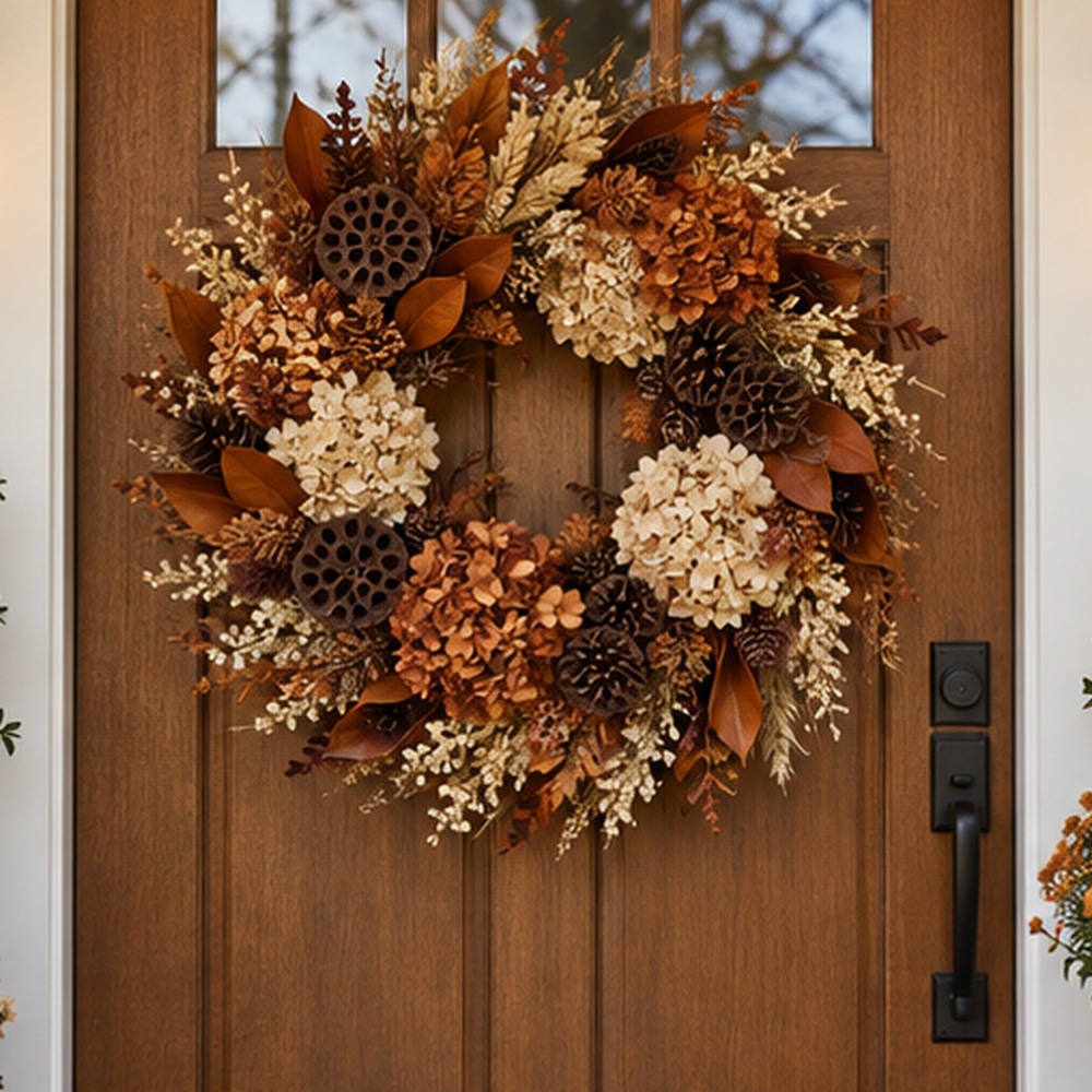 Rust and Sage Harvest Wreath botanical close-up