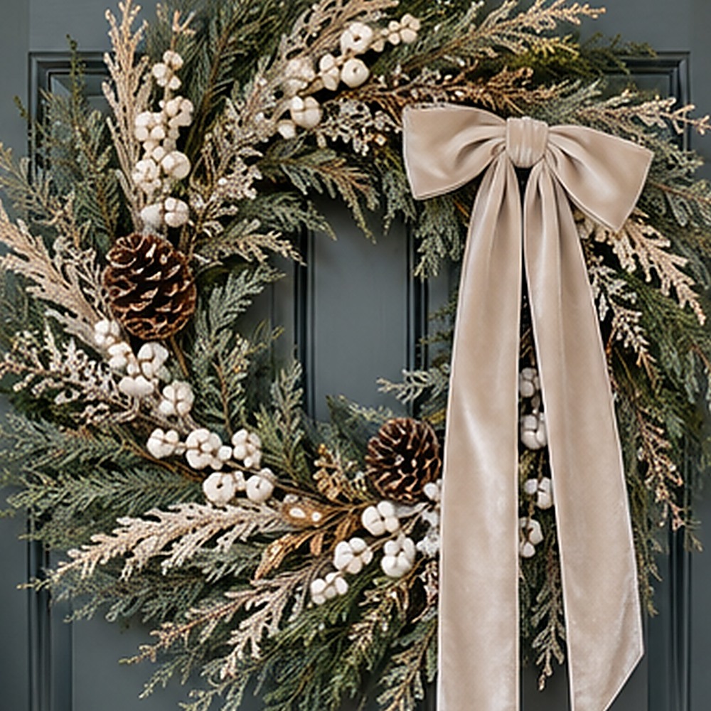 Snowy Sage Winter Wreath dried flower texture detail