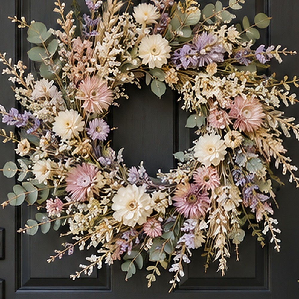 Soft Pink Strawflower Wreath dried flower texture detail