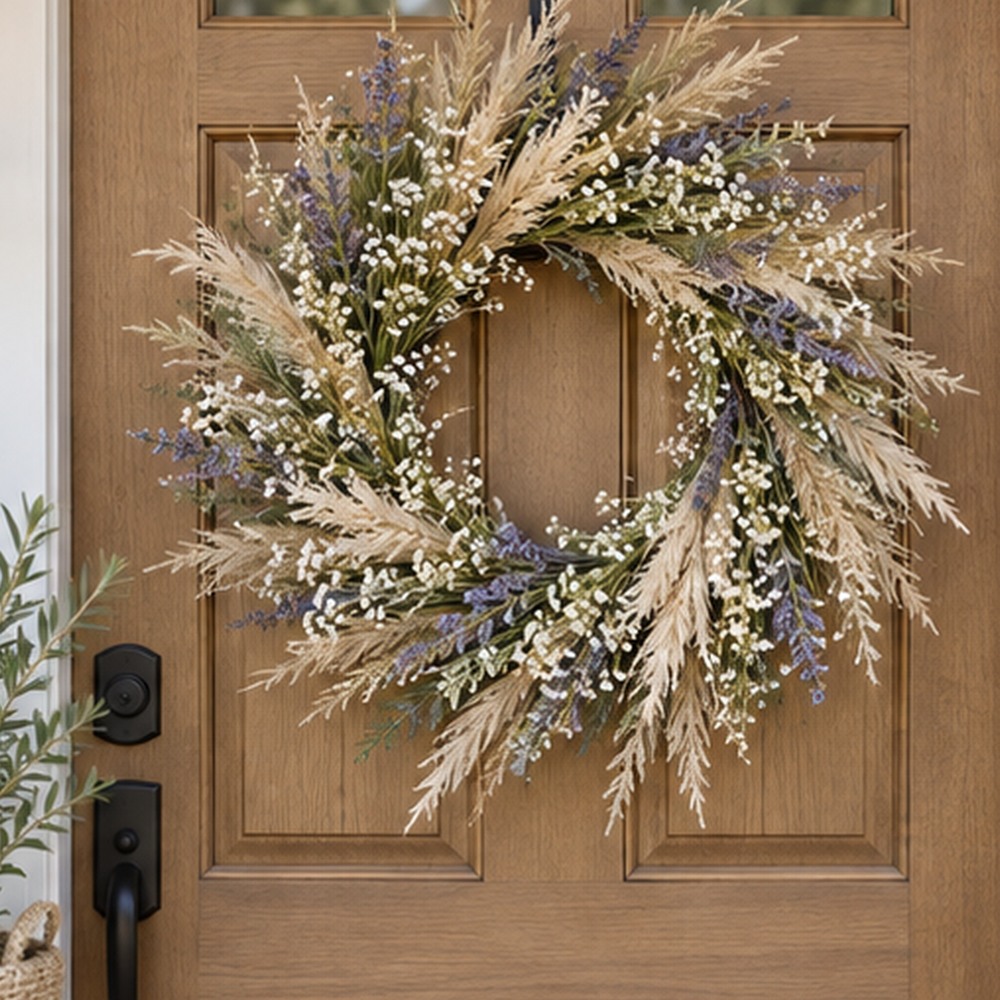 Wild Chamomile Door Wreath botanical close-up