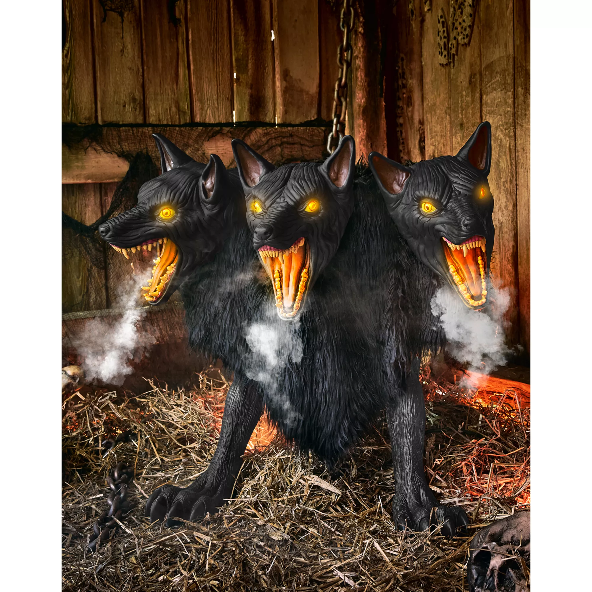 2 Ft 7 In Cerberus Three Headed Dog Animatronic